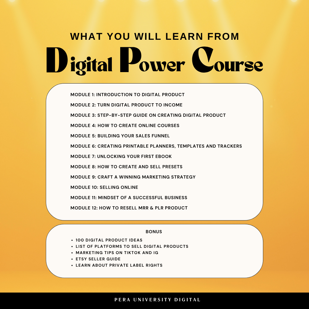 Digital Product Creation Course by Pera University | Master Resell Rights