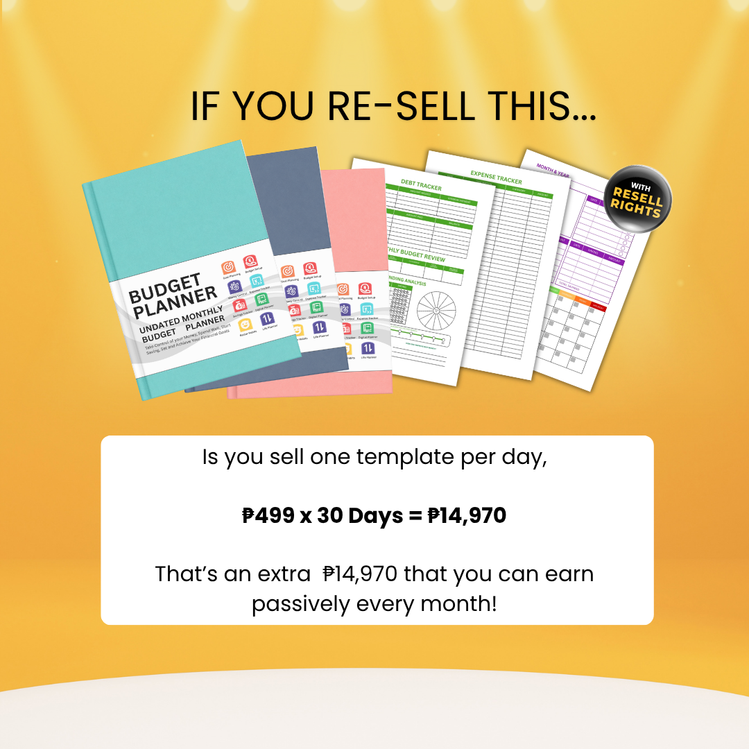 Budget Planner | Undated Monthly Budget Planner Printable with Resell Rights