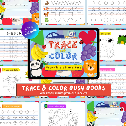 KIDS TRACING BUNDLE | Printable Busy Books with Resell Rights | MRR & PLR Included