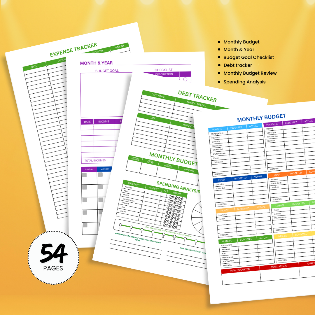 Budget Planner | Undated Monthly Budget Planner Printable with Resell Rights