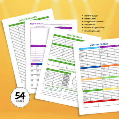 Budget Planner | Undated Monthly Budget Planner Printable with Resell Rights