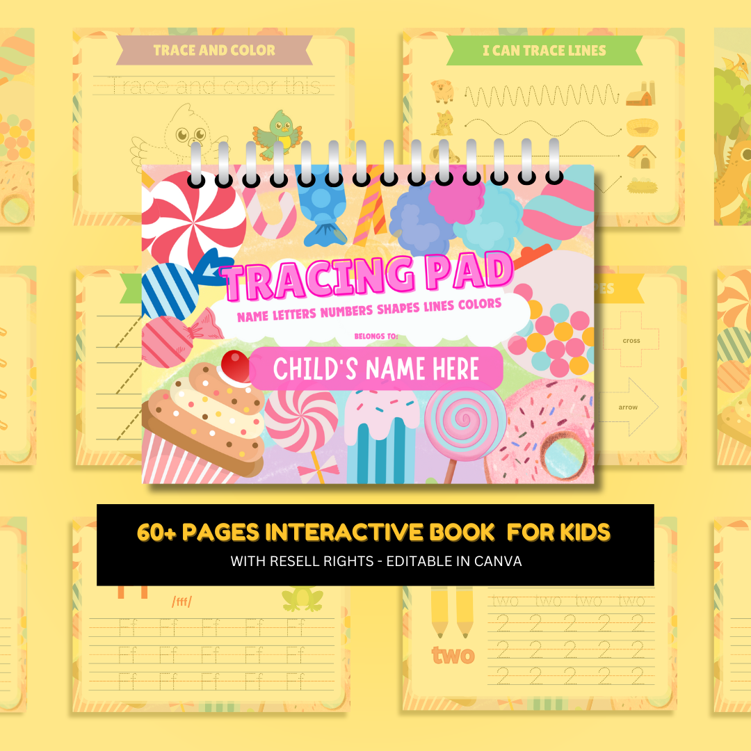 Tracing and Color WorkBook for Kids (Candy) | Printable with Resell Rights