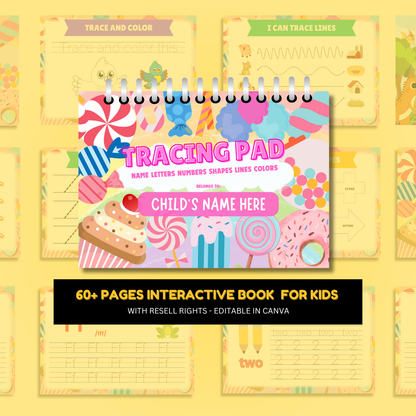 Tracing and Color WorkBook for Kids (Candy) | Printable with Resell Rights