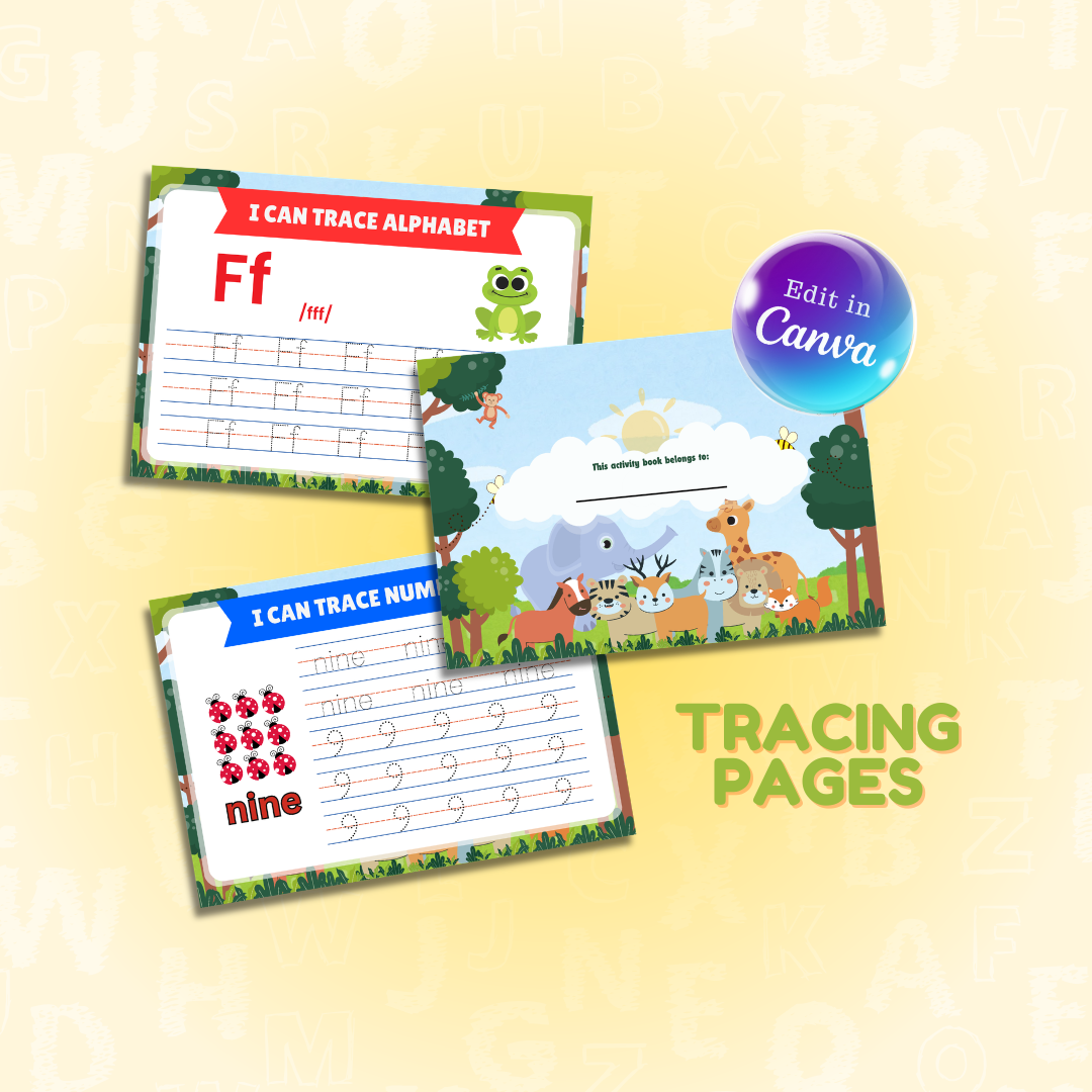 Tracing and Color WorkBook for Kids (Animals) | Printable with Resell Rights