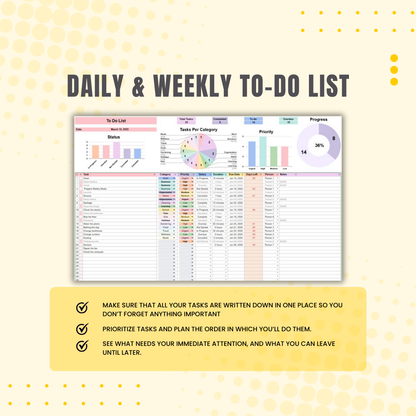 To-Do List Planner Google Sheets | Digital Planner with Resell Rights