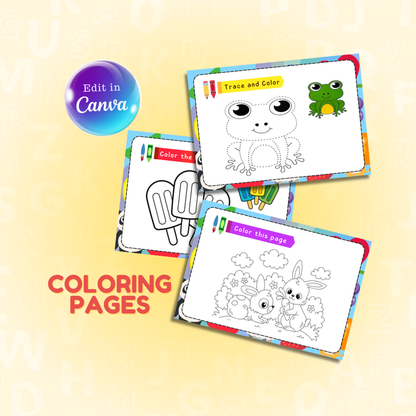Tracing and Color WorkBook for Kids | Printable with Resell Rights