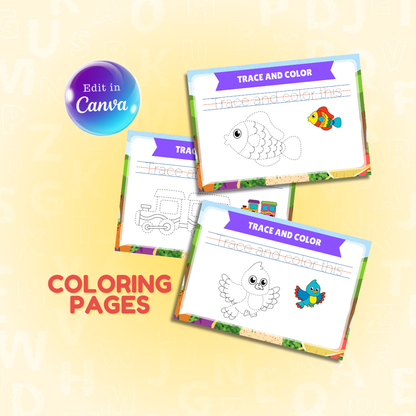 Tracing and Color WorkBook for Kids (Dino) | Printable with Resell Rights