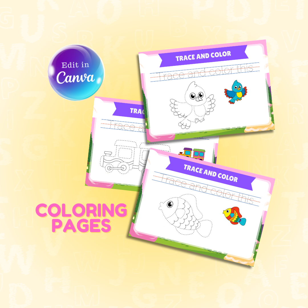 Tracing and Color WorkBook for Kids (Princess) | Printable with Resell Rights
