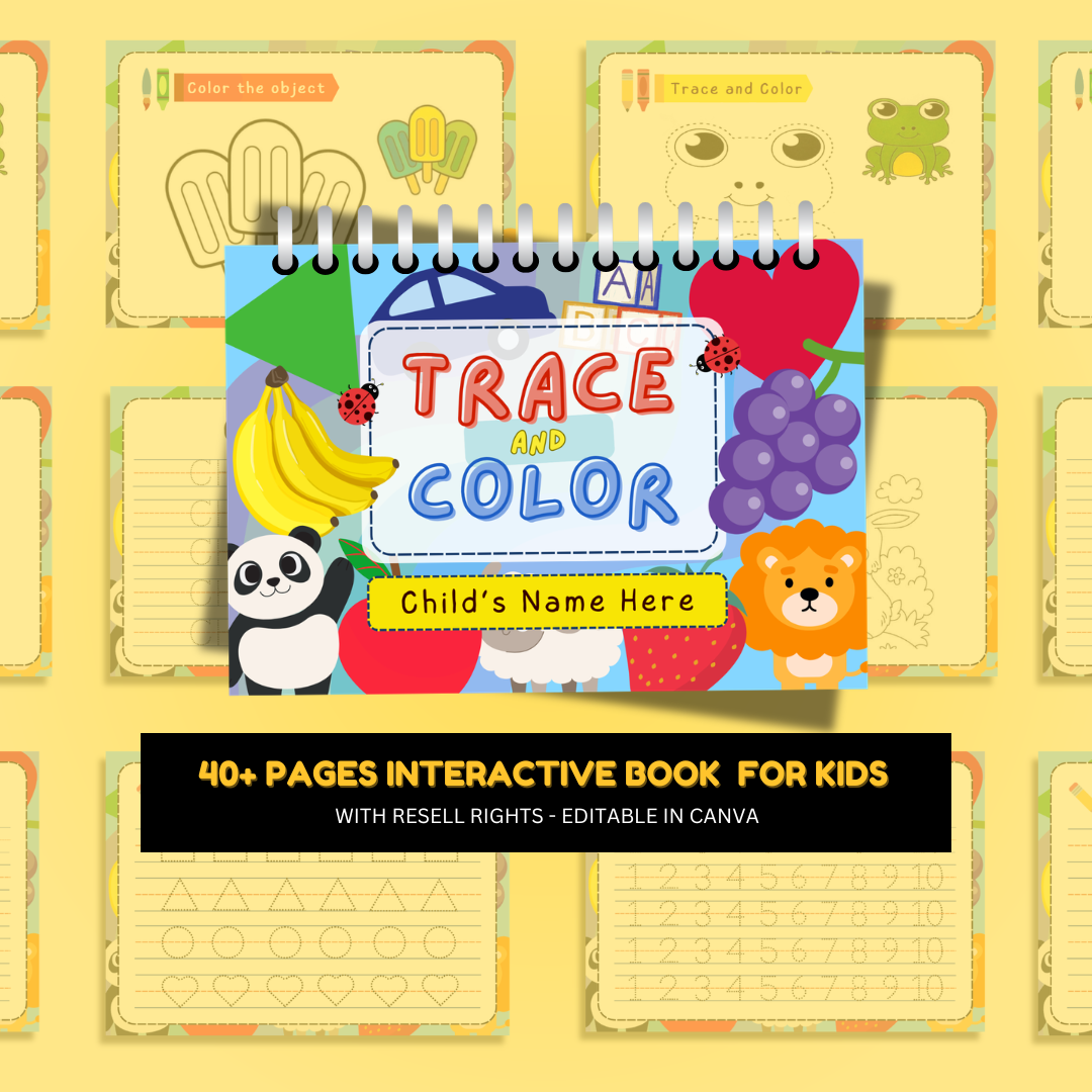 Tracing and Color WorkBook for Kids | Printable with Resell Rights