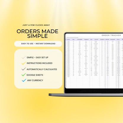Order Tracker Spreadsheet Small Business | Instant Download Digital Planner with Resell Rights