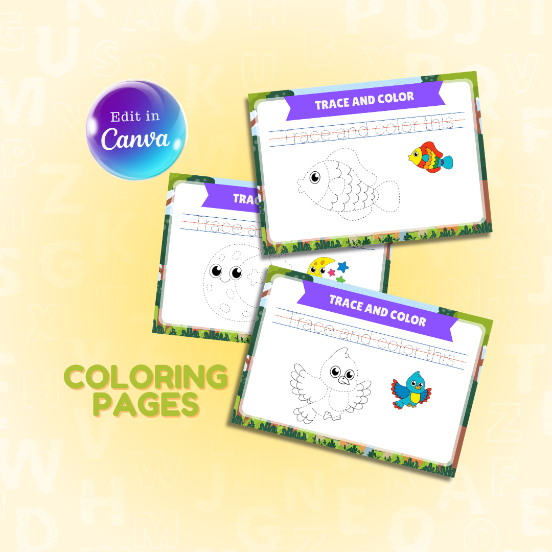 Tracing and Color WorkBook for Kids (Animals) | Printable with Resell Rights