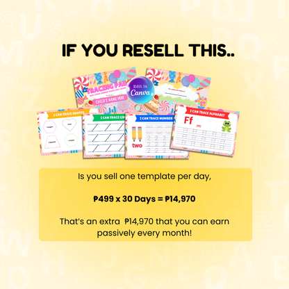 Tracing and Color WorkBook for Kids (Candy) | Printable with Resell Rights