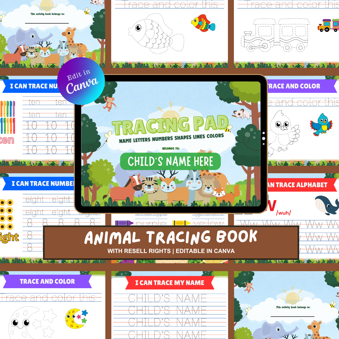 KIDS TRACING BUNDLE | Printable Busy Books with Resell Rights | MRR & PLR Included