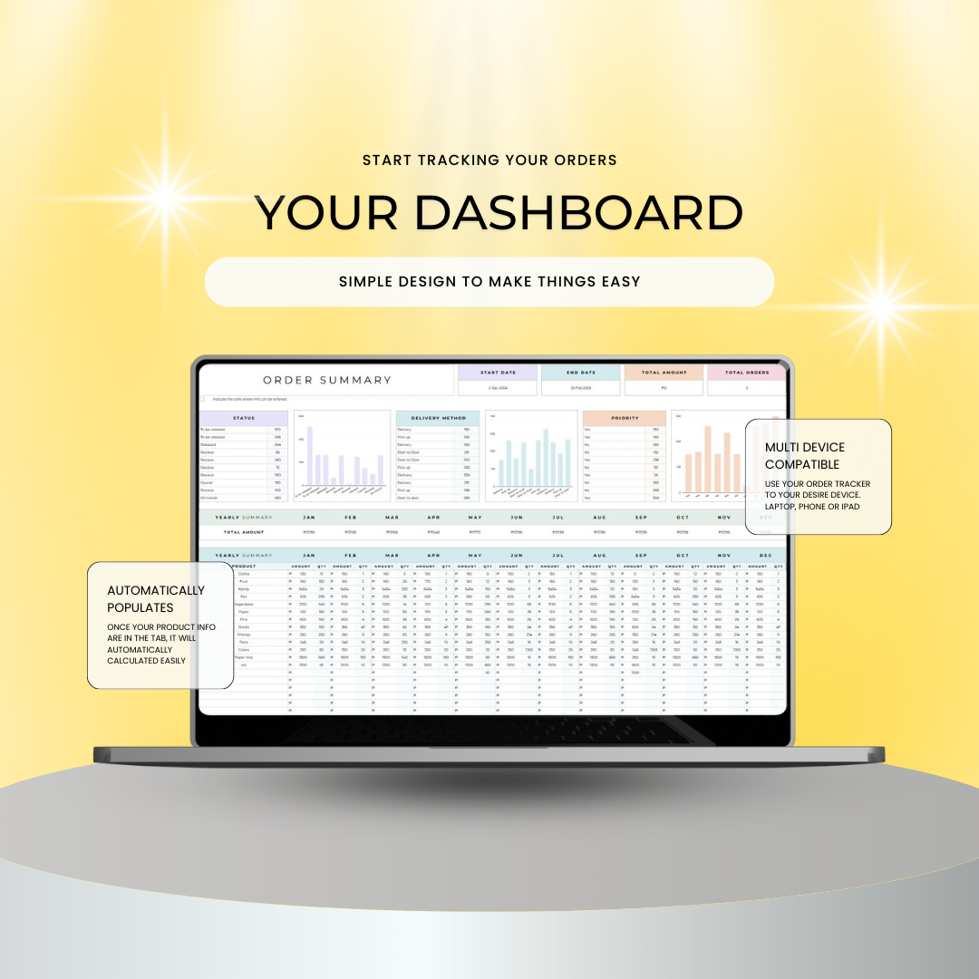Order Tracker Spreadsheet Small Business | Instant Download Digital Planner with Resell Rights