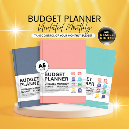 Budget Planner | Undated Monthly Budget Planner Printable with Resell Rights