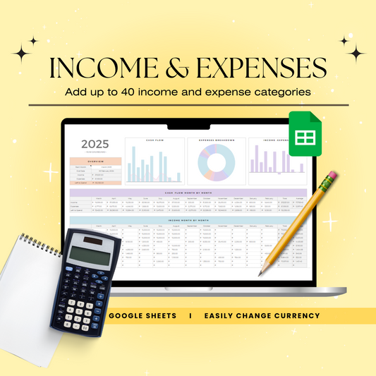 Income & Expense Tracker | Instant Download with Resell Rights